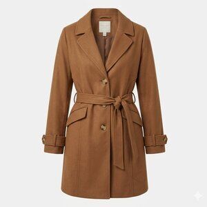 Forever 21 Women's Camel Trench Coat with Belt